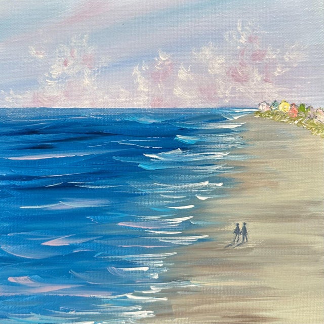 Beach All to Ourselves Seascape Acrylic Painting Ocean Wall Art 8"x8" Unframed For Sale - Image 6 of 7