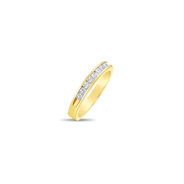Contemporary Princess Cut Channel Diamond Wedding Band, Size 5 For Sale - Image 3 of 5