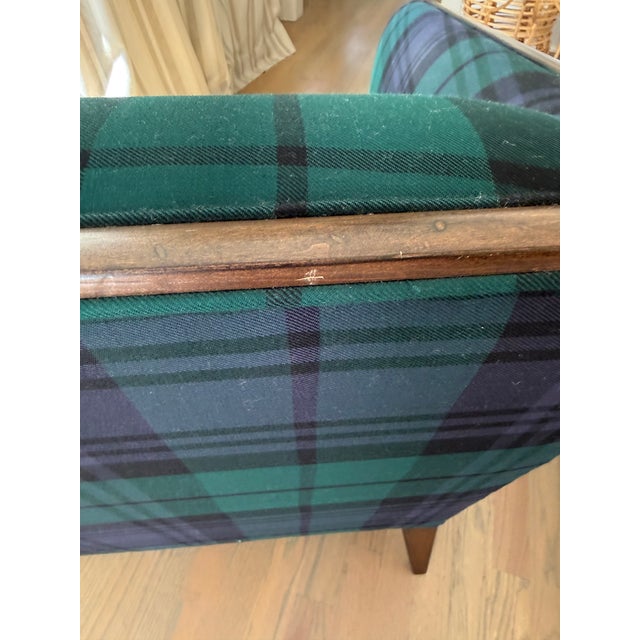 Bernhardt Wood Framed Armchair in Scottish Plaid For Sale - Image 4 of 5