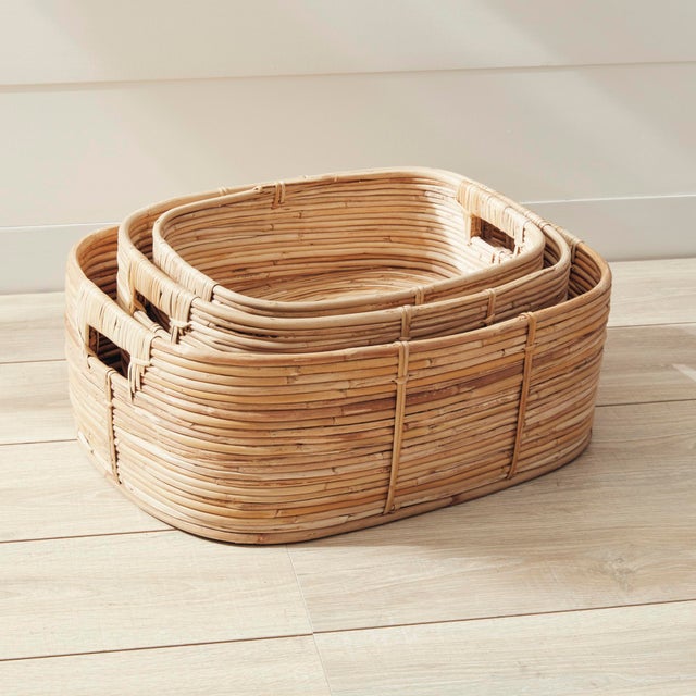 Cane Rattan Rectangular Baskets, Set Of 3 For Sale In Chicago - Image 6 of 6