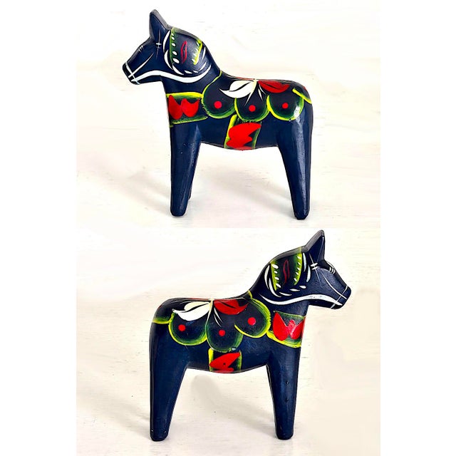 Rustic European Swedish Folk Art Vintage Hand Painted Dala Horse For Sale - Image 3 of 11
