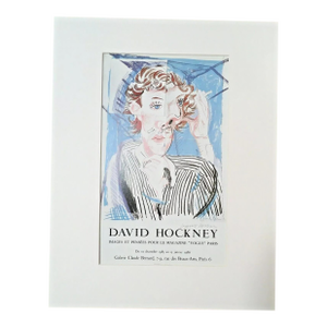 Vintage 1987 David Hockney Art Print in 14x18 Mat: "Images et Pensees...Vogue"