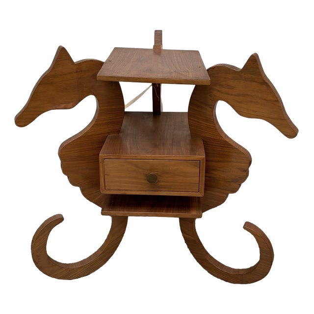 Mid-Century Wooden Side Table in the shape of Seahorse, 1960s For Sale