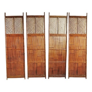 Vintage Bamboo Screen Panels- Set of 4 For Sale