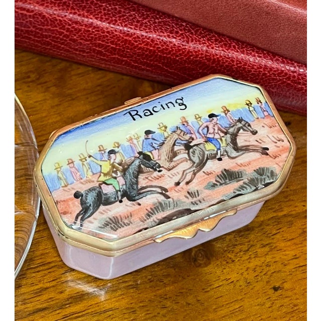 Antique English Enamel Trinket Box Equestrian Scene For Sale - Image 11 of 11