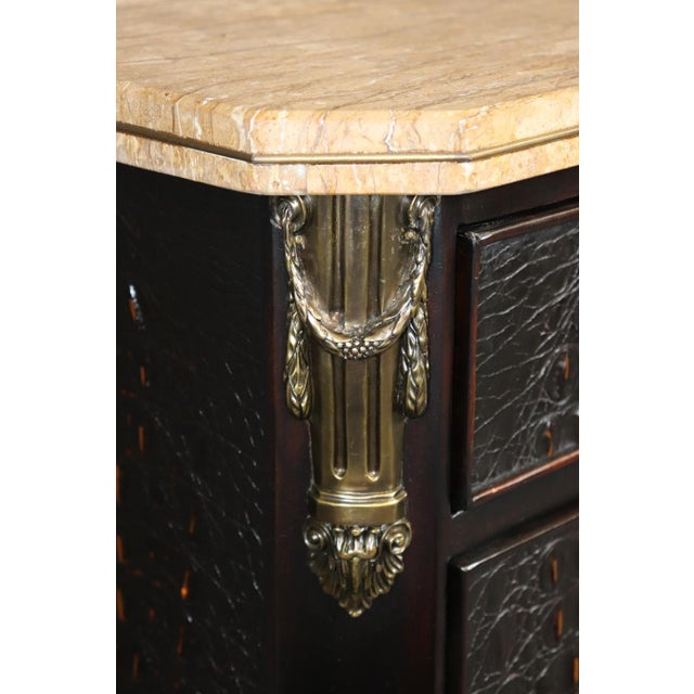 Louis XV Style Marble Top Faux Alligator Théodore Alexander Commode For Sale - Image 9 of 13