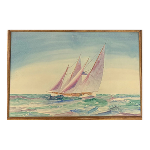 Yacht Racing 1927 Watercolor by Frederic Soldwedel (1886-1958)