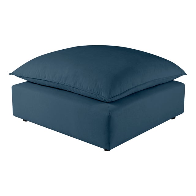 Cali Navy Performance Fabric Ottoman For Sale