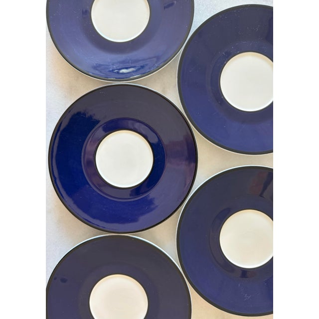 Set of 5 oversized saucers made in Treviso, Italy by Pagnossin Ironstone in a beautiful deep blue from the Normandy Blue...