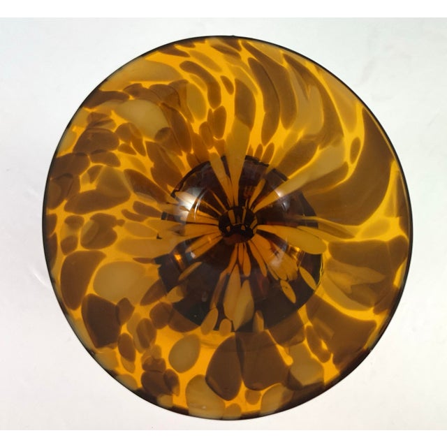 1980s Magnificent, Large Classic Trumpet Shaped Tortoise Shell Style Vase on a Turned Pedestal Base For Sale - Image 4 of 9