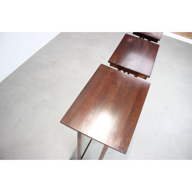 Wood Art Deco Nesting Tables in Mahogany Veneer, Former Czechoslovakia, 1930s, Set of 3 For Sale - Image 7 of 18