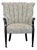 Classic Upholstered Wingback Lounge Chair With Carved Wood Arms and Legs For Sale
