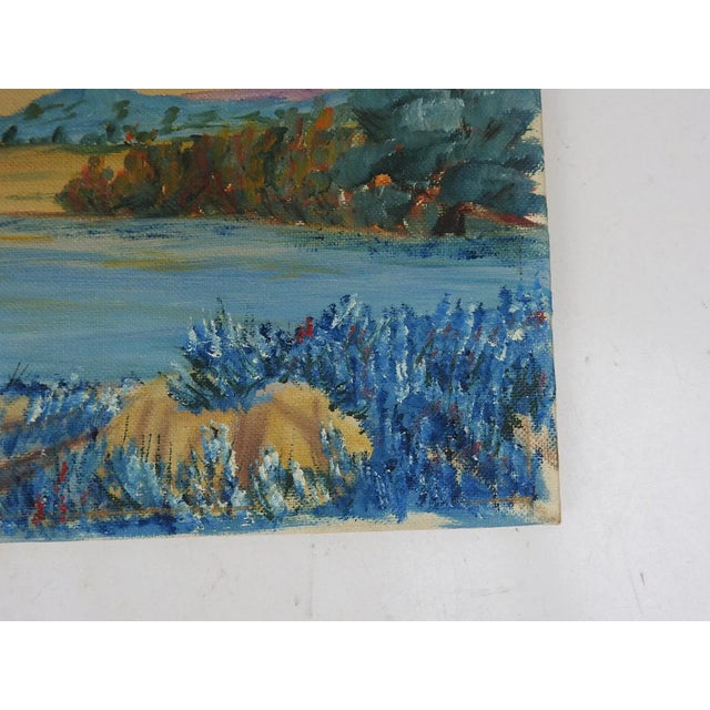 Rustic Vintage Mid 20th Century Folk Art Bluebonnet Landscape Painting For Sale - Image 3 of 7
