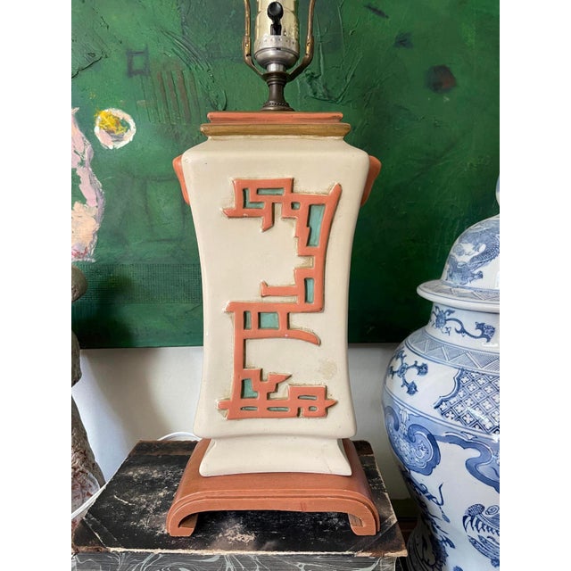 Taupe Early 20th Century Asian Plaster Ming Influenced Lamp For Sale - Image 8 of 9