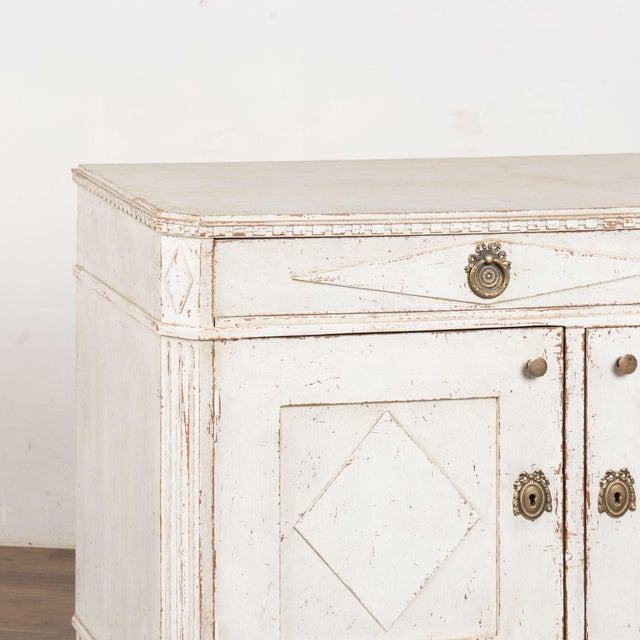 Antique White 19th Century White Swedish Gustavian Style Sideboard Buffet For Sale - Image 8 of 15