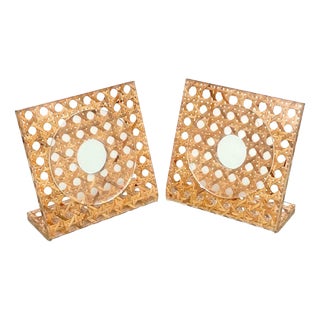 Acrylic & Rattan Squared Picture Frame, Italy, 1970s, Set of 2 For Sale