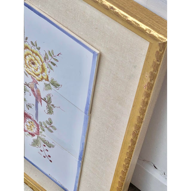 Vintage Framed Portuguese Floral Tiles For Sale - Image 9 of 12