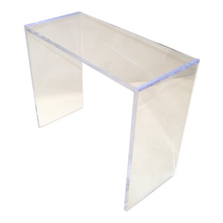 Modern Handmade Clear Lucite Console, Hallway Table, Vanity For Sale