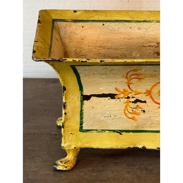 Yellow Pair of 19th Century French Tole Cachepots For Sale - Image 8 of 9
