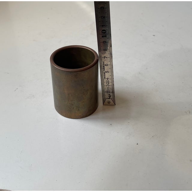 1930s Scandinavian Art Deco Vase or Pen Holder in Bronze, 1930s For Sale - Image 5 of 7