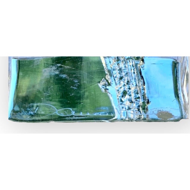 Daum Vintage French Daum Crystal Mid-Century Modern Lamp, Pine Tree Pattern, Signed With Original Shade For Sale - Image 4 of 12