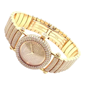 Cartier Diabolo Pave 15ct Diamond 18k Yellow Gold Quartz Watch 1450