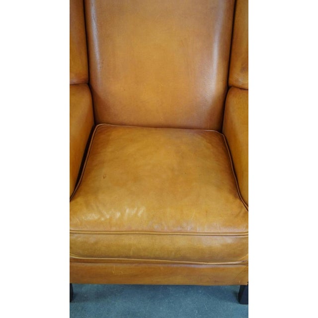 Wing Chair in Cowhide Leather For Sale - Image 6 of 12