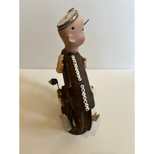 Mixed Media Tabletop Sculpture With Iron Pulley and Doll Parts For Sale - Image 9 of 9