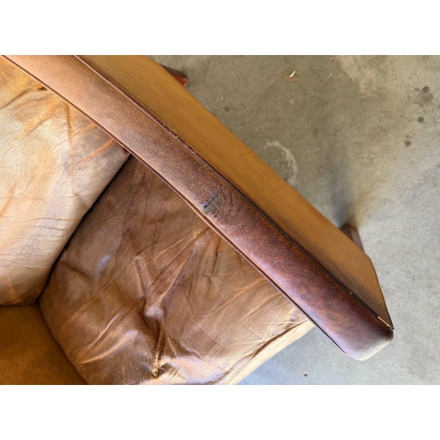 Mid-Century Modern Original Børge Mogensen Leather Armchair – Vintage Danish Mid Century Lounge Chair – Fredericia Stolefabrik 1960s For Sale - Image 3 of 9