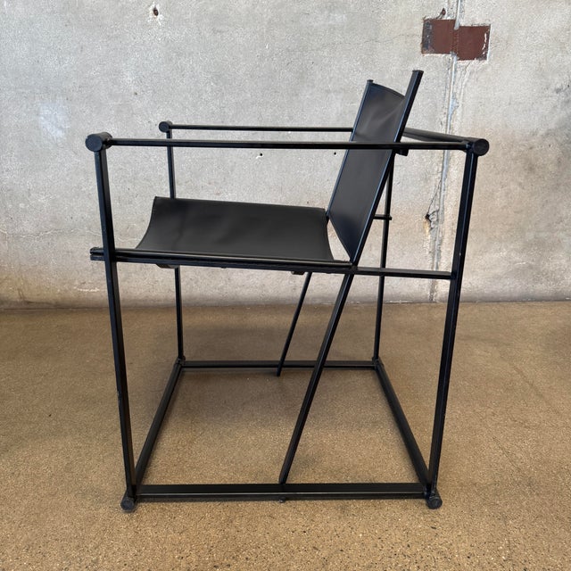 Metal 1990s Post Modern Black Leather and Metal Armchair #4 Attributed to Radbound Van Beekum for Pastoe For Sale - Image 7 of 12