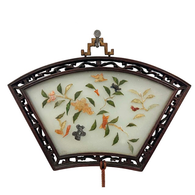 This vintage Chinese fan-shaped wall plaque with tassel is a unique and decorative piece for any room in your home. Made...