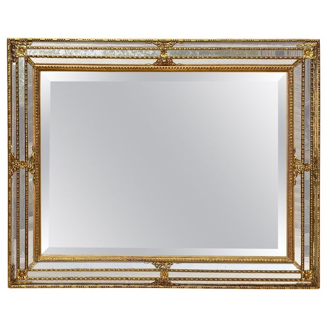 French Directoire Gilded Carved Wood Wall Mirror, 1940s For Sale - Image 15 of 18