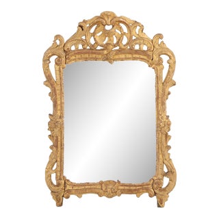 A Small French Giltwood and Carved Mirror, 18th C. For Sale
