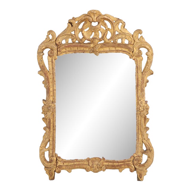 A Small French Giltwood and Carved Mirror, 18th C. For Sale