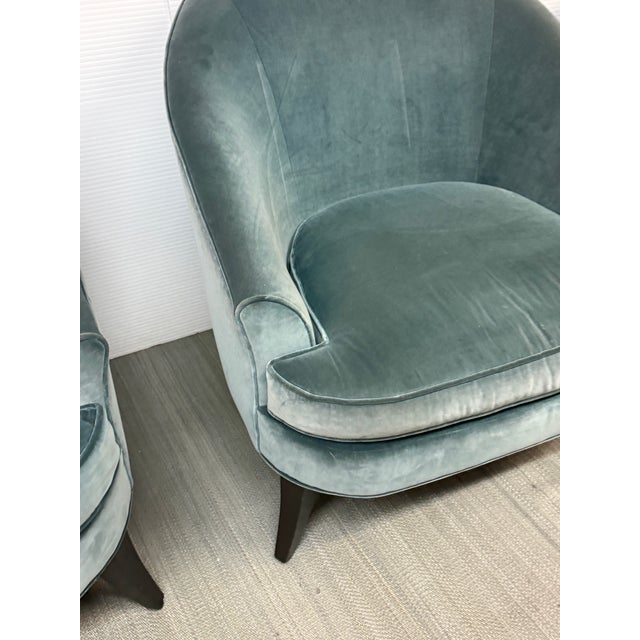 Sky Blue Richard Mishaan for Bolier & Co. Velvet Club Chairs, Pair For Sale - Image 8 of 12