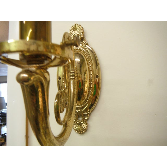 Vintage Brass Electric Wall Sconces - Pair For Sale - Image 4 of 8