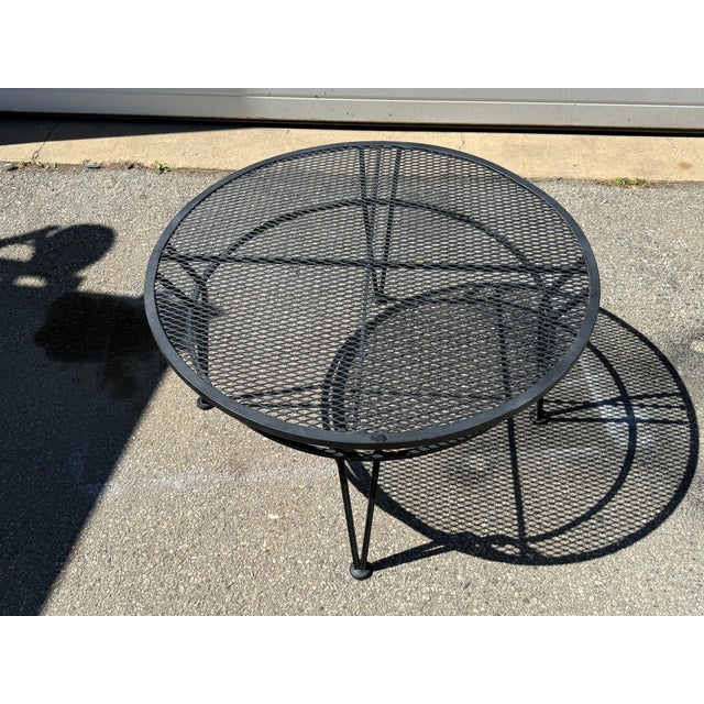 Vintage Woodard Style Outdoor Wrought Iron Round Coffee Table For Sale In Philadelphia - Image 6 of 7