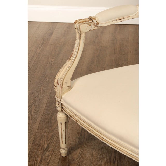 Buying & Design Italia Louis XVI Style White Oval Back Armchair For Sale - Image 9 of 12
