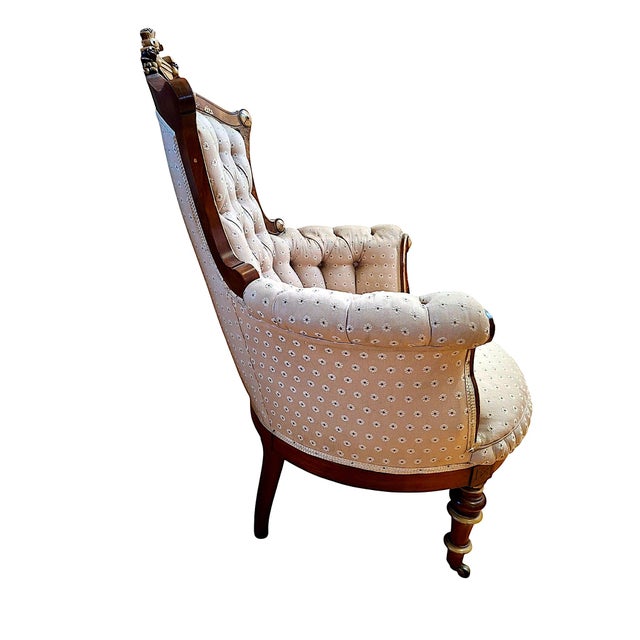Antique “His” & “Hers” American Neo-Grec Upholstered Chair Set For Sale In San Francisco - Image 6 of 15