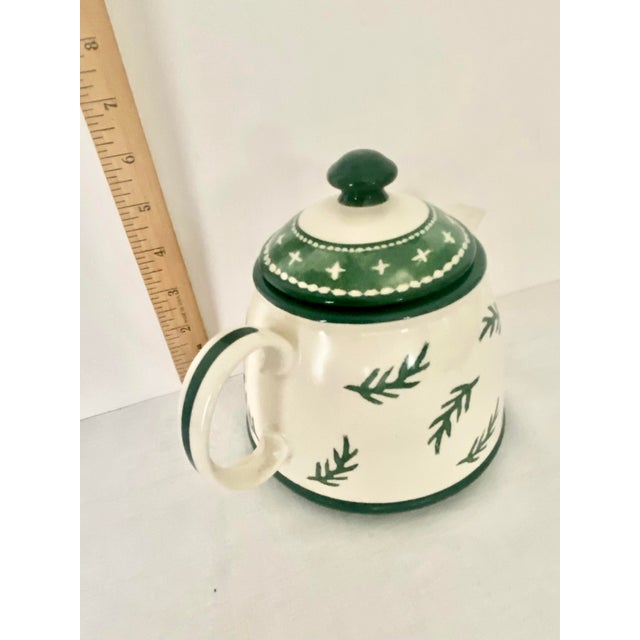 Vintage Dansk Nordic Knits Green Ceramic Teapot With Lid Excellent Condition For Sale - Image 11 of 13
