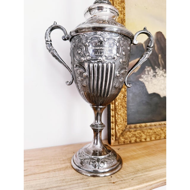 Silver Antique 1913 English Silver Plated Athletics Trophy For Sale - Image 8 of 10