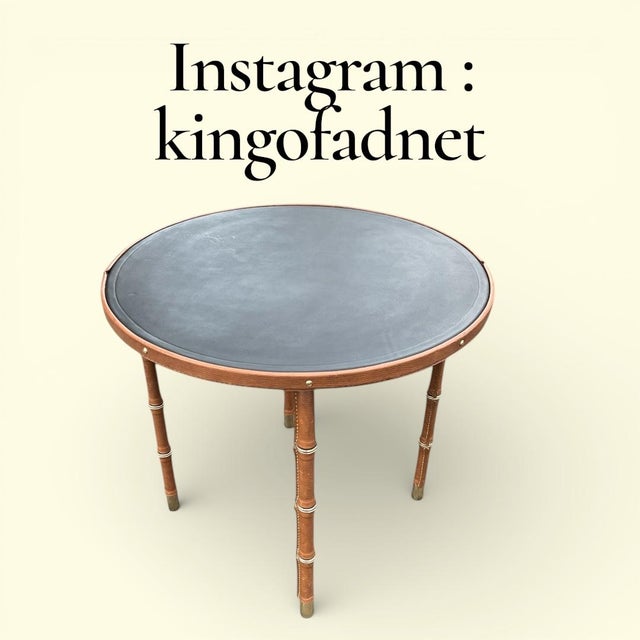 Stitched Leather Side Table by Jacques Adnet, 1950s, in Good conditions. Designed 1950 to 1959 This piece has an...