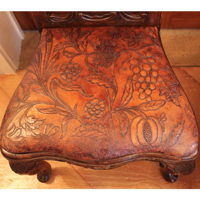 Set of Six Dining Chairs With Leather Seats, Portuguese or Spanish Rococo, 18th Century For Sale - Image 16 of 18