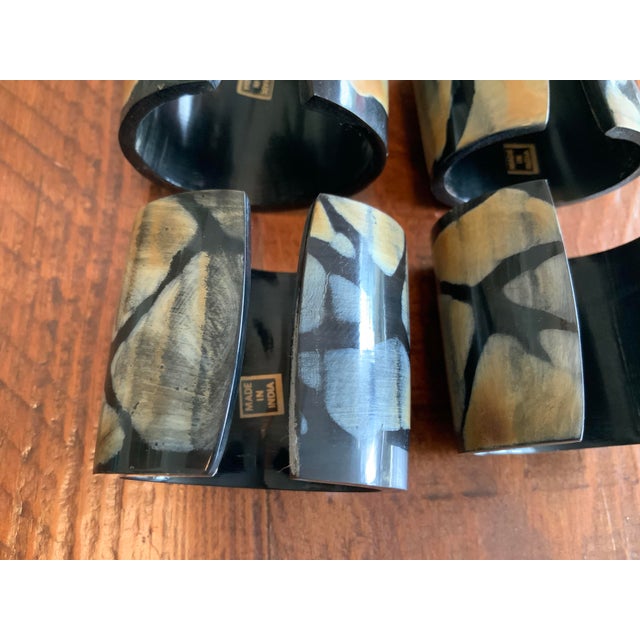 Early 21st Century Natural Bone Napkin Rings Rustic, Organic Modern , British Colonial Table - Set of 4 For Sale - Image 5 of 7