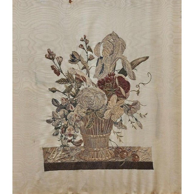 Gold Biedermeier Floral Painting Embroidery For Sale - Image 8 of 9