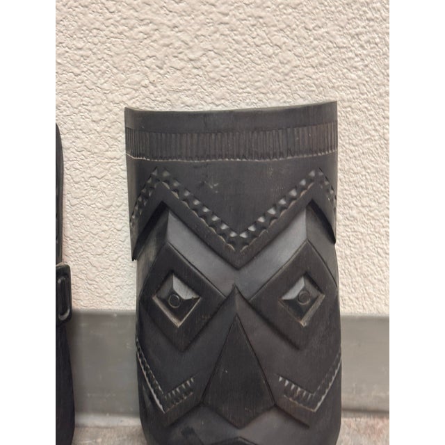 Abstract Akios Industries Hand Carved Native Wall Masks, Pair For Sale - Image 3 of 12