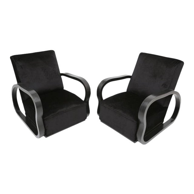 Black Velvet Lounge Chairs Chairish
