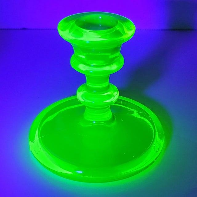 Art Deco Vaseline Glass Candlestick Holder Chairish