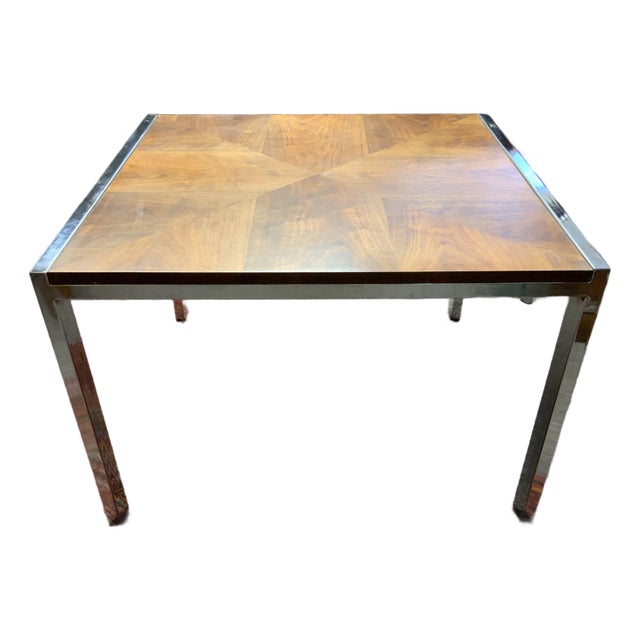 20th Century Chrome and Walnut Table For Sale