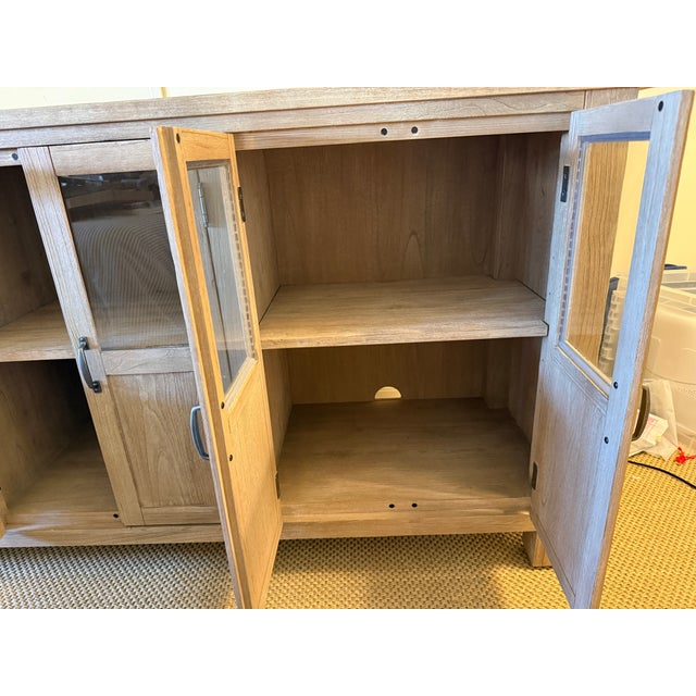 2000 - 2009 Modern Farmhouse Oak Sideboard Credenza With Glass Doors – Rh Style For Sale - Image 5 of 5